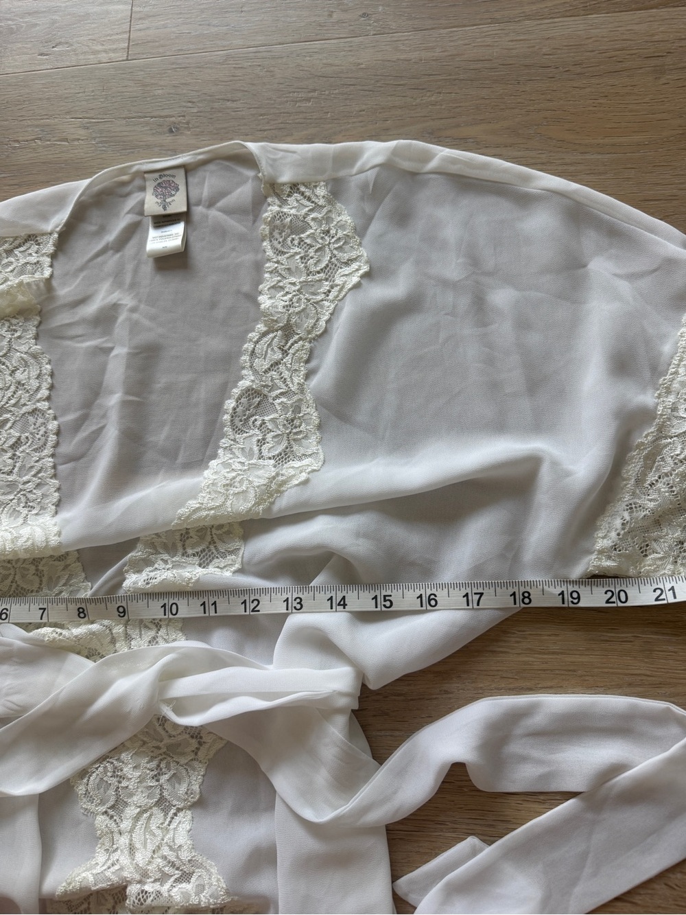 In Bloom Sheer Ivory Lace-Trim Robe M - Picture 4 of 5